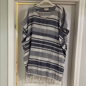 Mud Pie Navy and White Striped Swim Coverup
